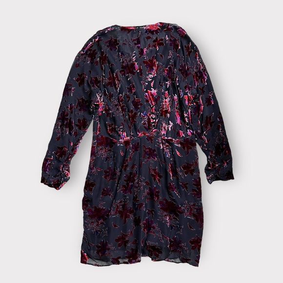 rag & bone Eloise Dress Floral Silk Mini Long Sleeve Purple Black Party Date - Picture 7 of 9
